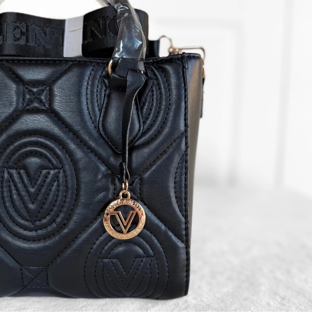 NWT Valentino Orlandi Mini Kayla Quilted Tote – Black Vegan Leather - Picture 3 of 12